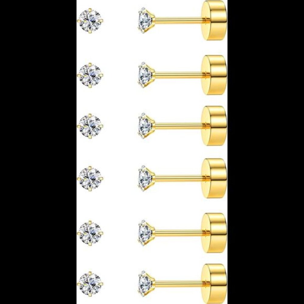 20G Cartilage Earring Stud for Women 316L Surgical Steel Flat Back Earrings Set
